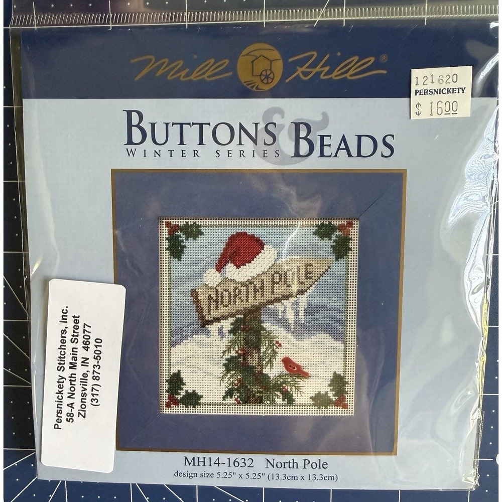 Mill Hill Buttons Beads Winter Series Kit North Pole w Red Ceramic Bird Button
